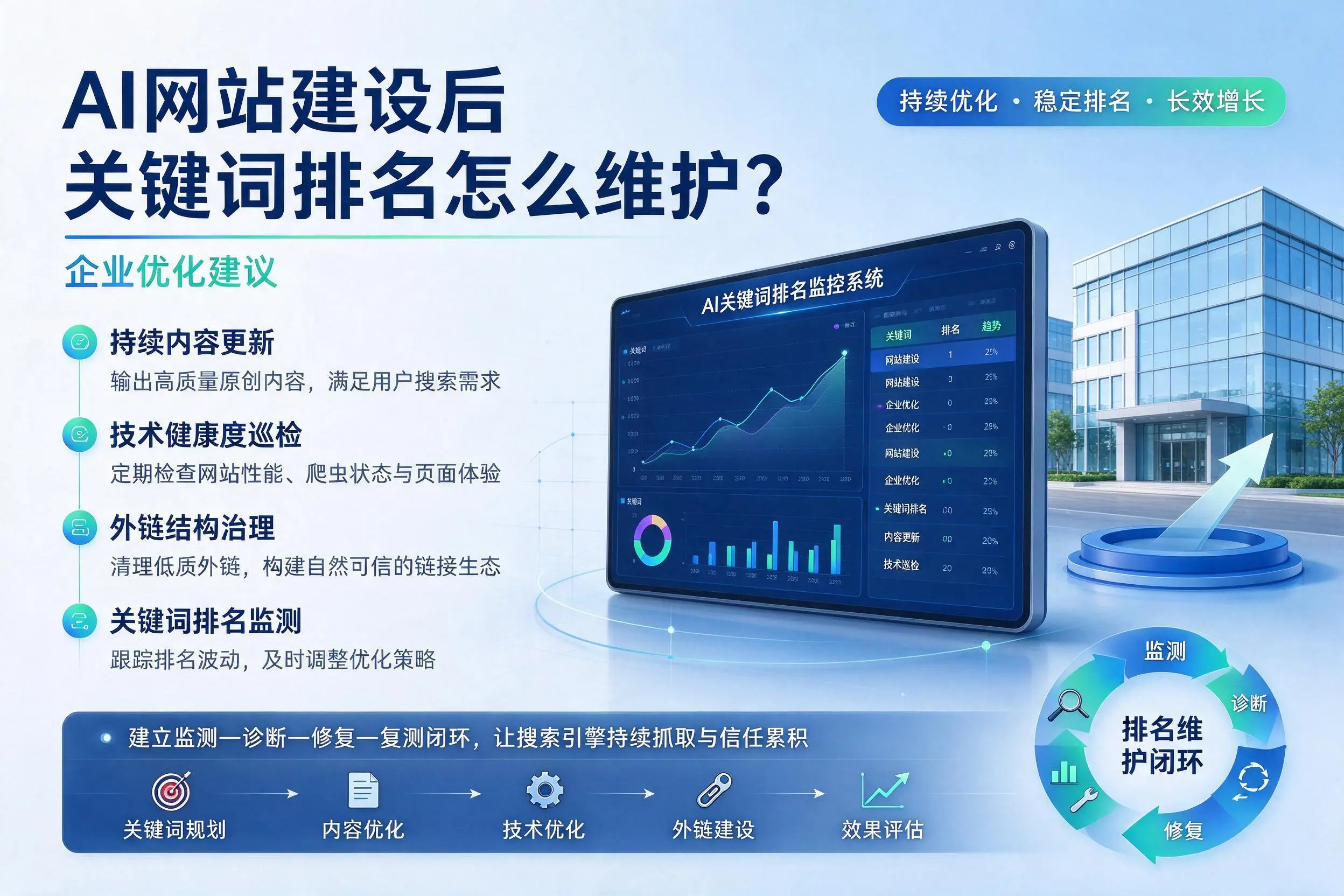 AI网站建设后关键词排名怎么维护？揭阳企业优化建议