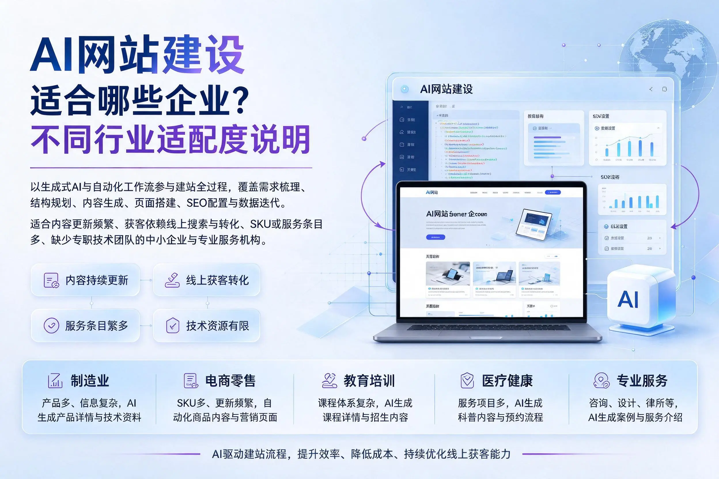 AI网站建设适合哪些企业?揭阳不同行业适配度说明
